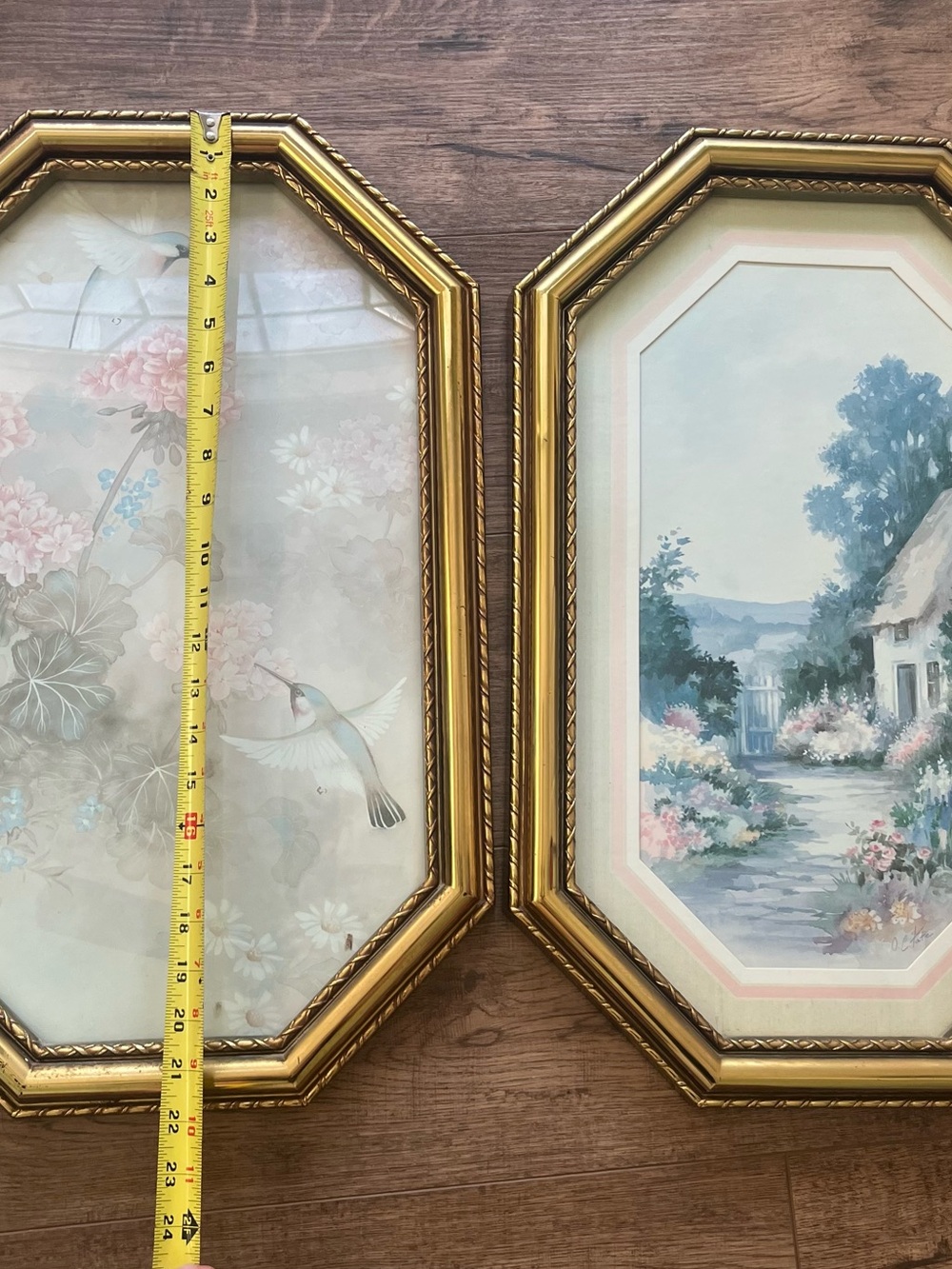 Gold Octagonal Wall Frame/Art - Hummingbird & Cottage Prints